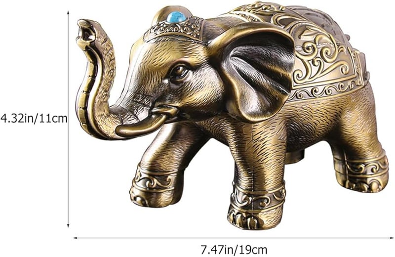 منفضة سجائر معدنية على شكل فيل بأسلوب رجعي، حاوية مقاومة للرياح للرماد، لتزيين المنزل والمكتب - Image 2